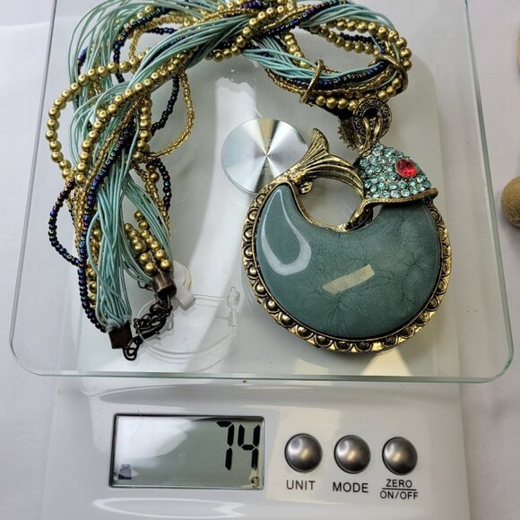 Statement Choker Pendant Necklace Fashion Gemstone Blue Fish Pendant - Picture 16 of 16